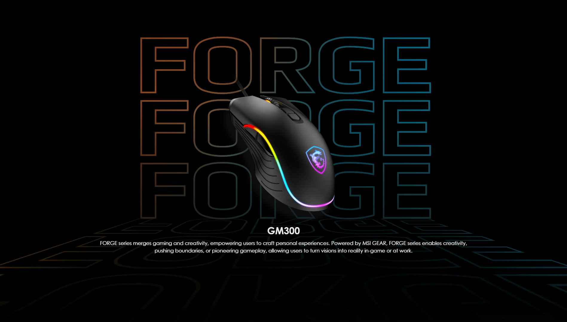 A large marketing image providing additional information about the product MSI Forge GM300 Gaming Mouse - Additional alt info not provided